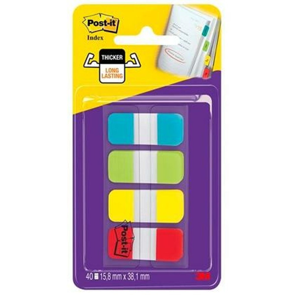 Ensemble de Notes Adhésives Post-it Index Multicouleur 40 Volets 15,8 x 38 mm (6 Unités)