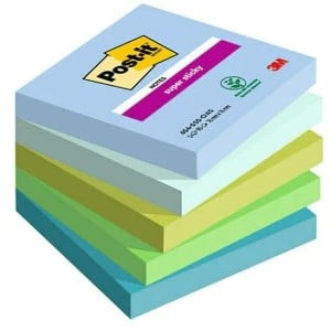 Notes Adhésives Post-it Super Sticky Multicouleur 5 Pièces 76 x 76 mm