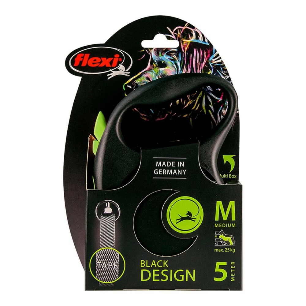 Dog Lead Flexi BLACK DESIGN 5 m Size M Green