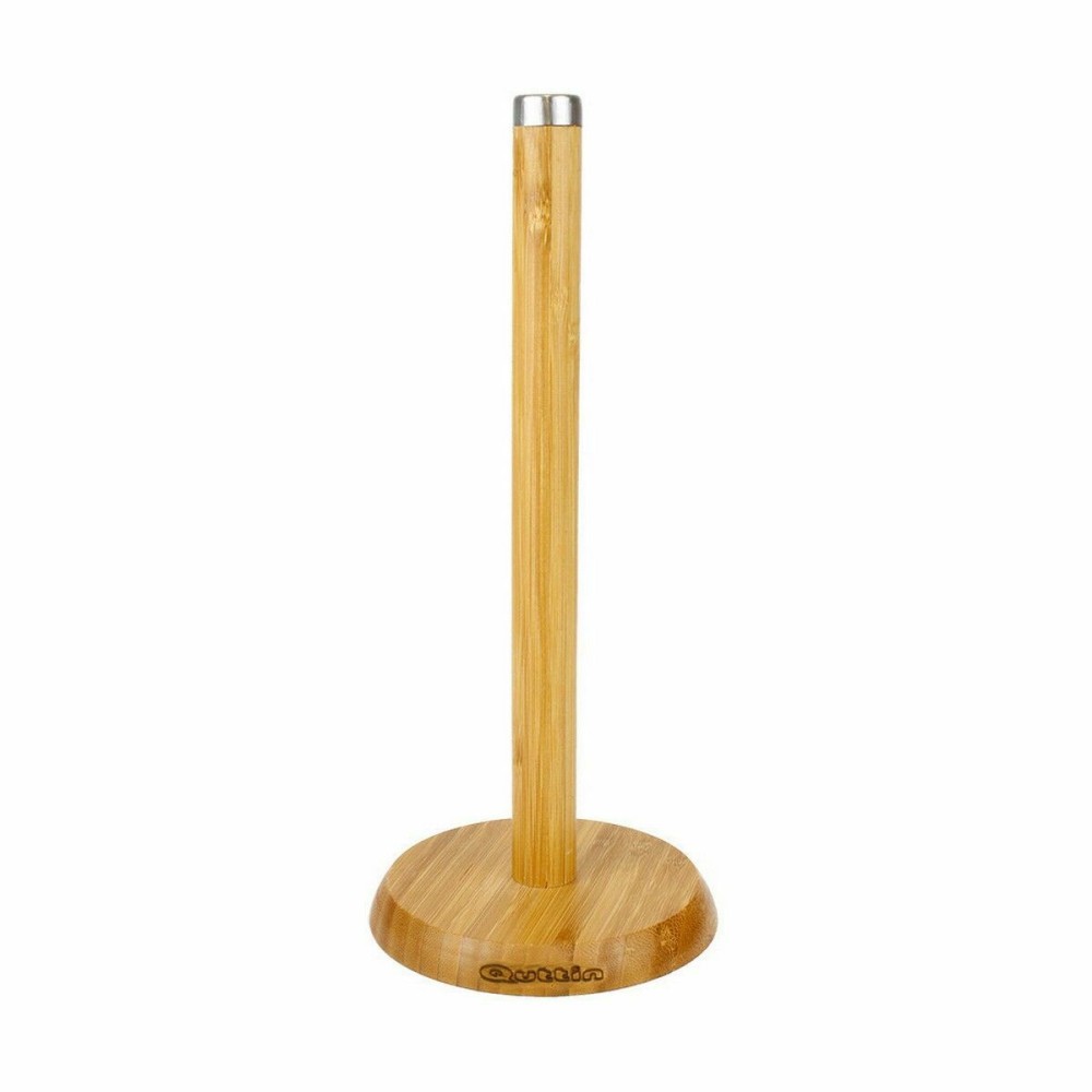 Kitchen Paper holder Quttin Brown Bamboo Silver 16 x 16 x 33,5 cm (12 Units)