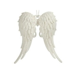 Christmas bauble Angel Wings White Plastic Glitter 13 x 14,5 x 2,5 cm (24 Units)