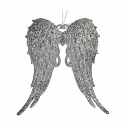 Décorations de Noël Ailes d'ange Argenté Plastique Paillettes 13 x 14,5 x 2,5 cm (24 Unités)