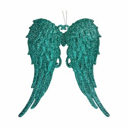 Christmas bauble Angel Wings Green Plastic Glitter 13 x 14,5 x 2,5 cm (24 Units)