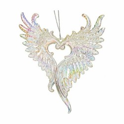 Christmas bauble Angel Wings Mother of pearl Plastic Glitter 12 x 13 x 2,5 cm (24 Units)