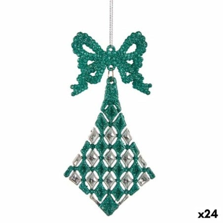 Décorations de Noël Lien Losanges Vert Plastique Paillettes 7,5 x 1 x 15,5 cm (24 Unités)