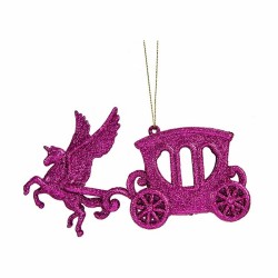 Weihnachtsschmuck Magic Kutsche Pink Kunststoff Glitzernd 15 x 8,5 x 4,5 cm (24 Stück)