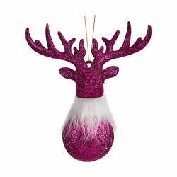 Décorations de Noël Renne Fuchsia Plastique Paillettes 13,5 x 15,5 x 7 cm (24 Unités)