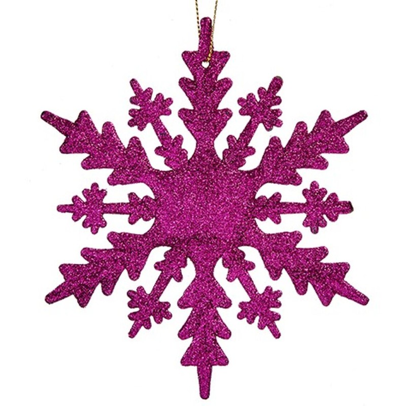 Weihnachtsschmuck Schneeflocken Pink Kunststoff Glitzernd 15 x 15 x 0,2 cm (24 Stück)