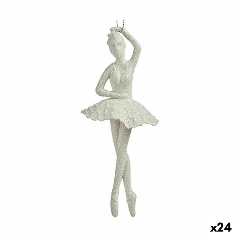 Christmas bauble Ballerina White Plastic Glitter 6,7 x 16 x 6,7 cm (24 Units)