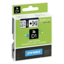 Ruban Laminé pour Etiqueteuses Dymo D1 43613 6 mm LabelManager™ Blanc Noir (5 Unités)