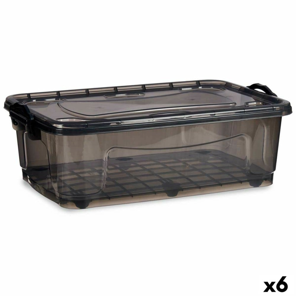 Boîte de rangement avec roues Anthracite Plastique 30 L 40 x 20,5 x 63 cm (6 Unités)