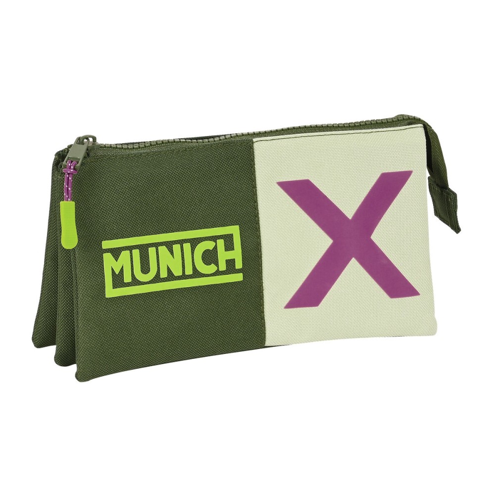 Dreifaches Mehrzweck-Etui Munich Bright khaki grün 22 x 12 x 3 cm