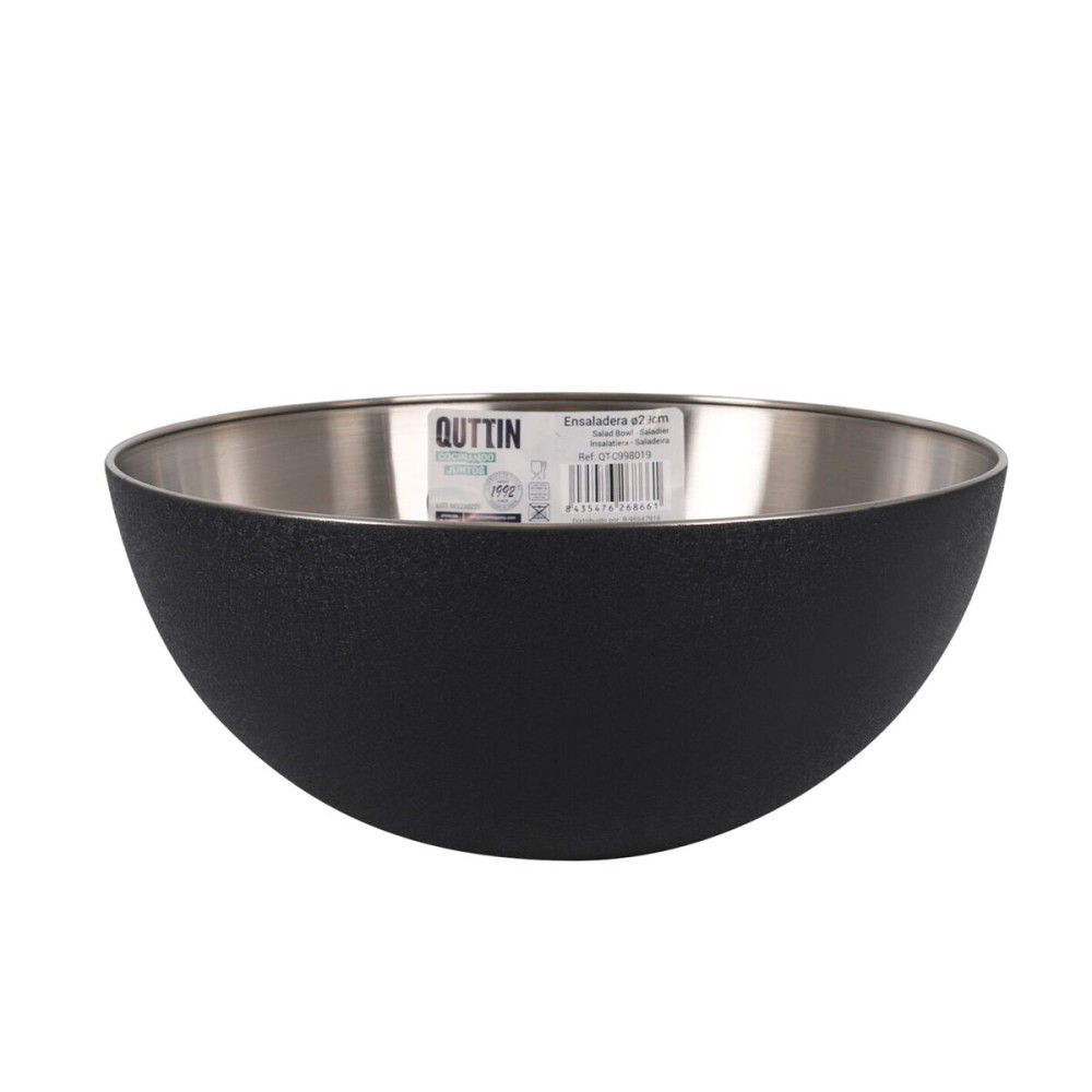 Salatschüssel Quttin Schwarz Silberfarben 29 x 12 cm Stahl (4 Stück)