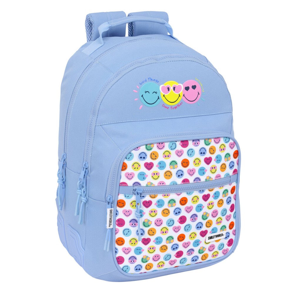 Cartable Smiley Joyful Bleu Multicouleur 32 x 42 x 15 cm