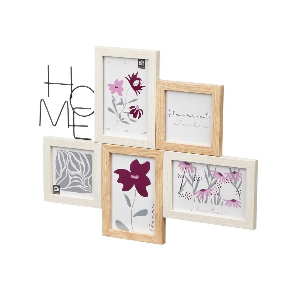 Photo frame 411408K Natural Metal MDF Wood (8 Units)
