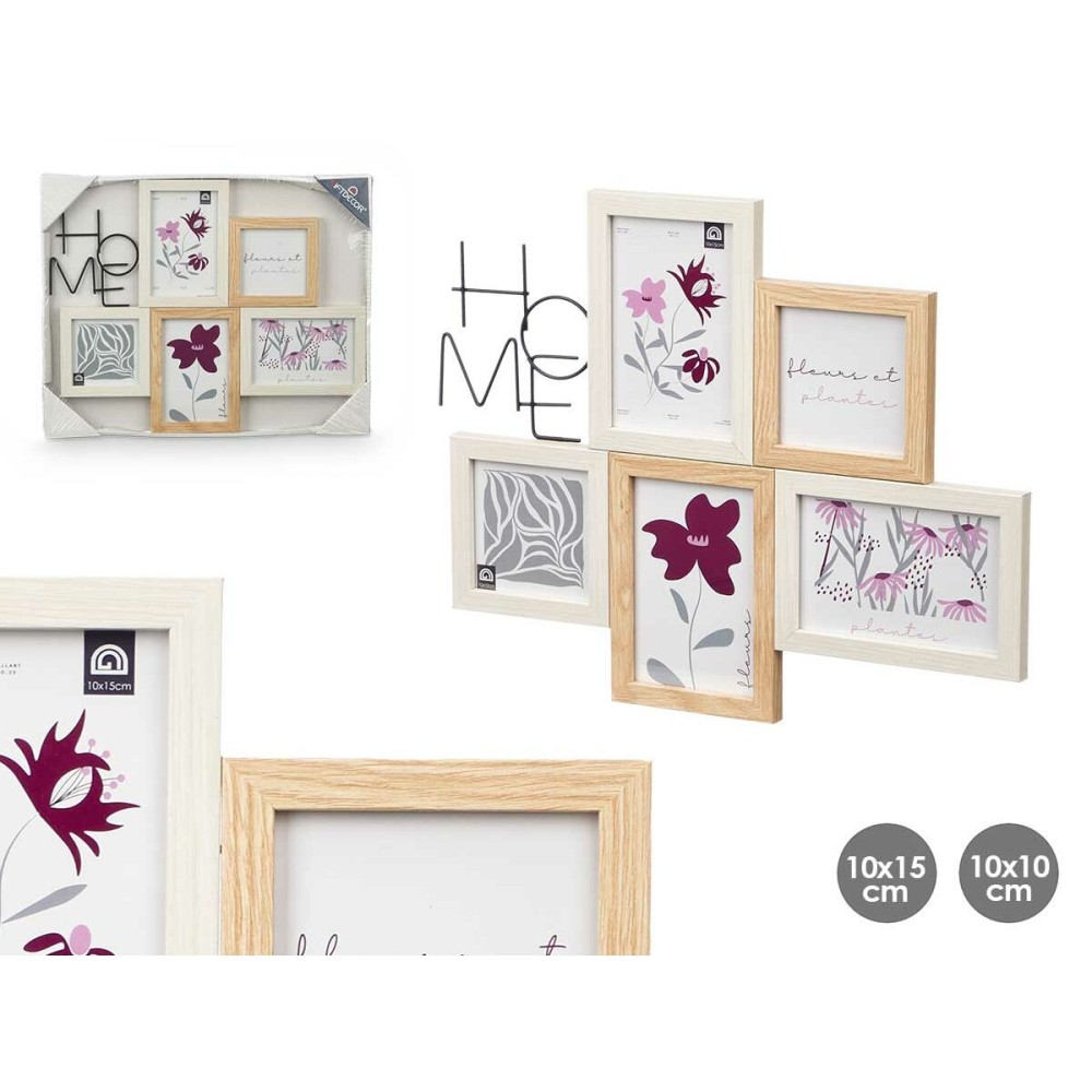 Photo frame 411408K Natural Metal MDF Wood (8 Units)