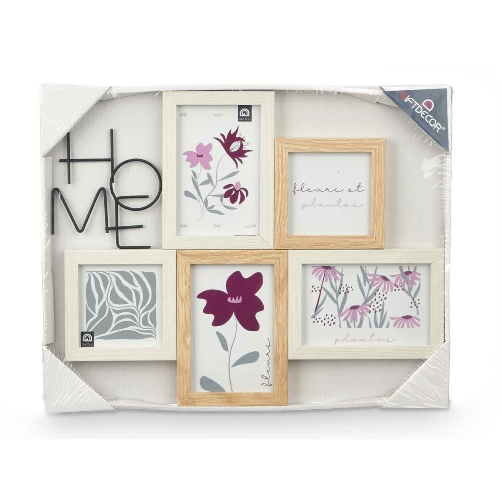 Photo frame 411408K Natural Metal MDF Wood (8 Units)
