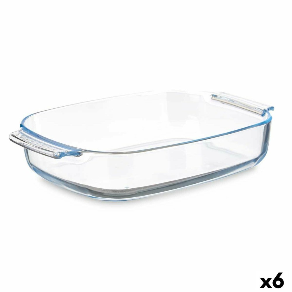 Plat à Gratin Vivalto T3-38 Transparent Verre Borosilicaté 3,8 L 38 x 6,5 x 25,4 cm Avec des poignées (6 Unités)