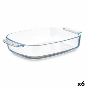 Kochschüssel Vivalto T3-38 Durchsichtig Borosilikatglas 3,8 L 38 x 6,5 x 25,4 cm Mit Griffen (6 Stück)