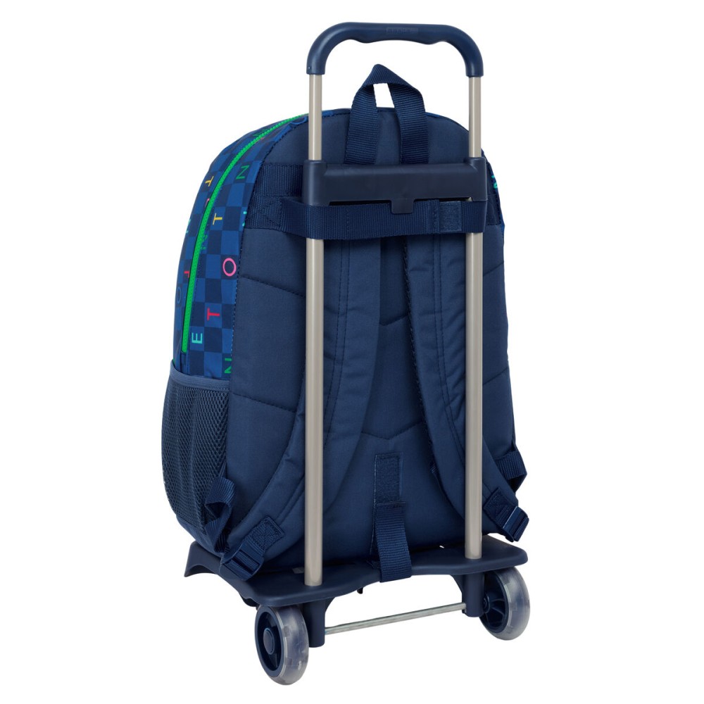 Schulrucksack mit Rädern Benetton Damero Marineblau 30 x 46 x 14 cm