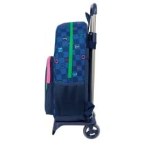 School Rucksack with Wheels Benetton Damero Navy Blue 30 x 46 x 14 cm