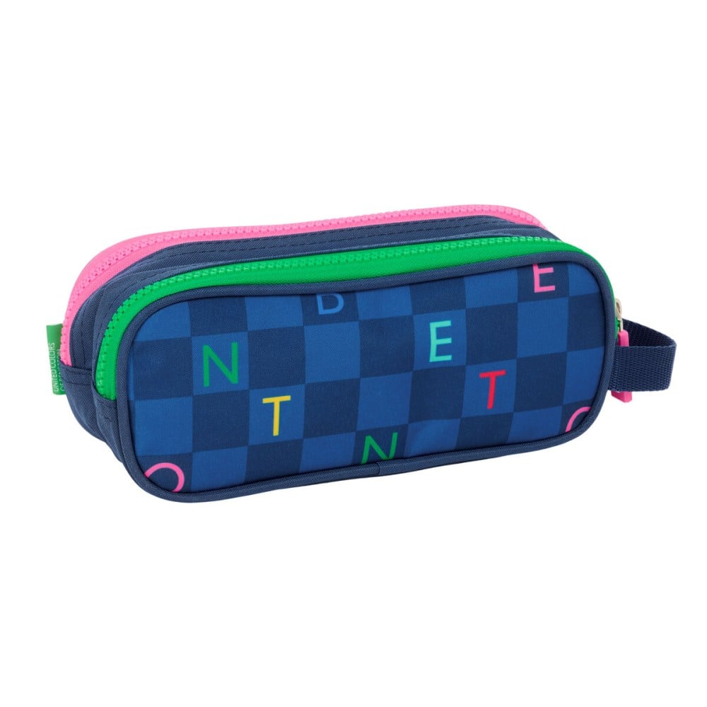 Zweifaches Mehrzweck-Etui Benetton Damero Marineblau 21 x 8 x 6 cm