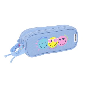 Zweifaches Mehrzweck-Etui Smiley Joyful Bunt Hellblau 21 x 8 x 6 cm