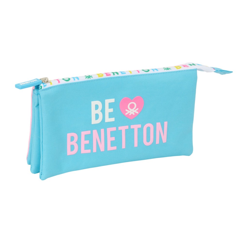 Triple Carry-all Benetton Unique Pink Turquoise 22 x 12 x 3 cm