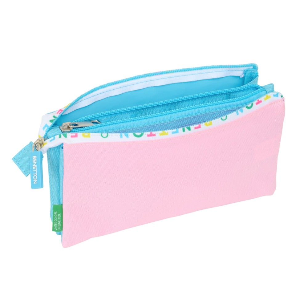 Dreifaches Mehrzweck-Etui Benetton Unique Rosa türkis 22 x 12 x 3 cm