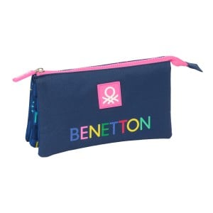 Dreifaches Mehrzweck-Etui Benetton Damero Marineblau 22 x 12 x 3 cm