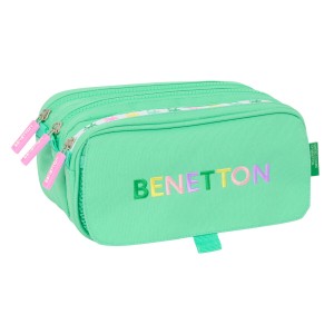 Dreifaches Mehrzweck-Etui Benetton Mint grün 21,5 x 10 x 8 cm