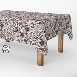 Tablecloth roll Exma Anti-stain Flowers 140 cm x 25 m Brown