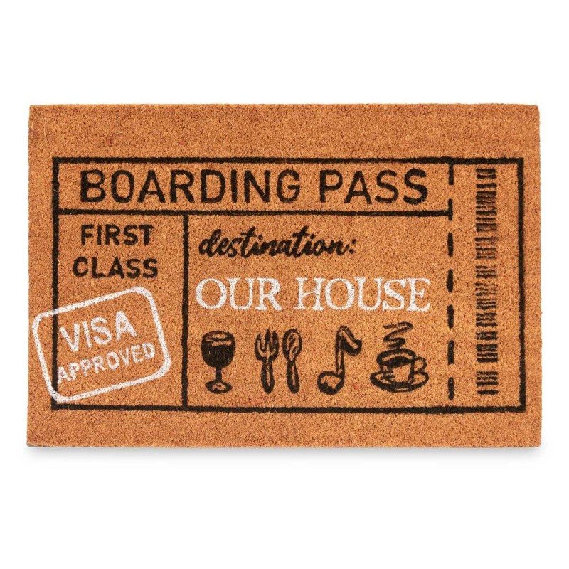 Doormat Boarding Pass Natural 60 x 1 x 40 cm (12 Units)