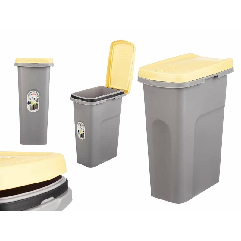 Rubbish bin Stefanplast Yellow Grey Plastic 25 L (6 Units)