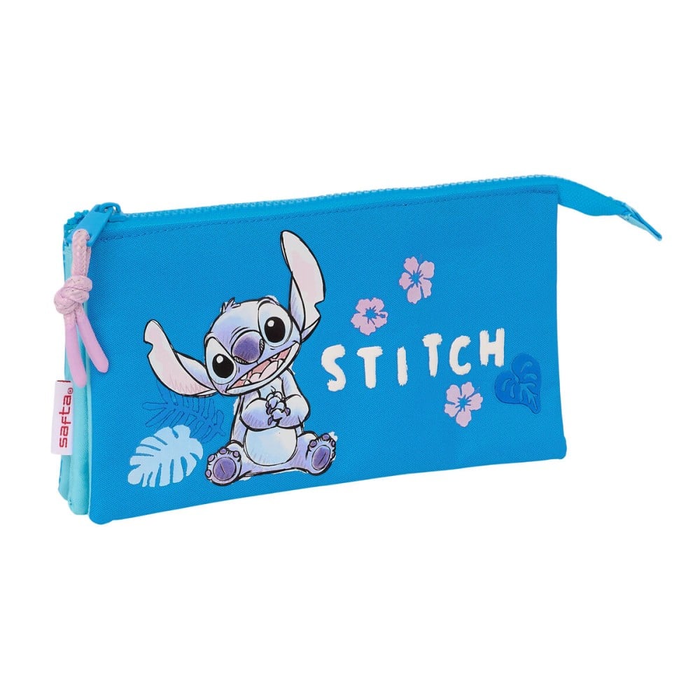 Dreifaches Mehrzweck-Etui Lilo & Stitch Hawaii Blau 22 x 12 x 3 cm