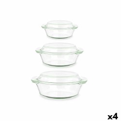 Casseroles Lot Verre Borosilicaté Transparent 700 ml 1 L 1,5 L (4 Unités)