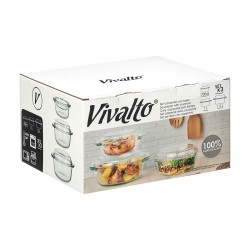 Casseroles Lot Verre Borosilicaté Transparent 700 ml 1 L 1,5 L (4 Unités)