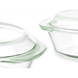 Casseroles Lot Verre Borosilicaté Transparent 700 ml 1 L 1,5 L (4 Unités)