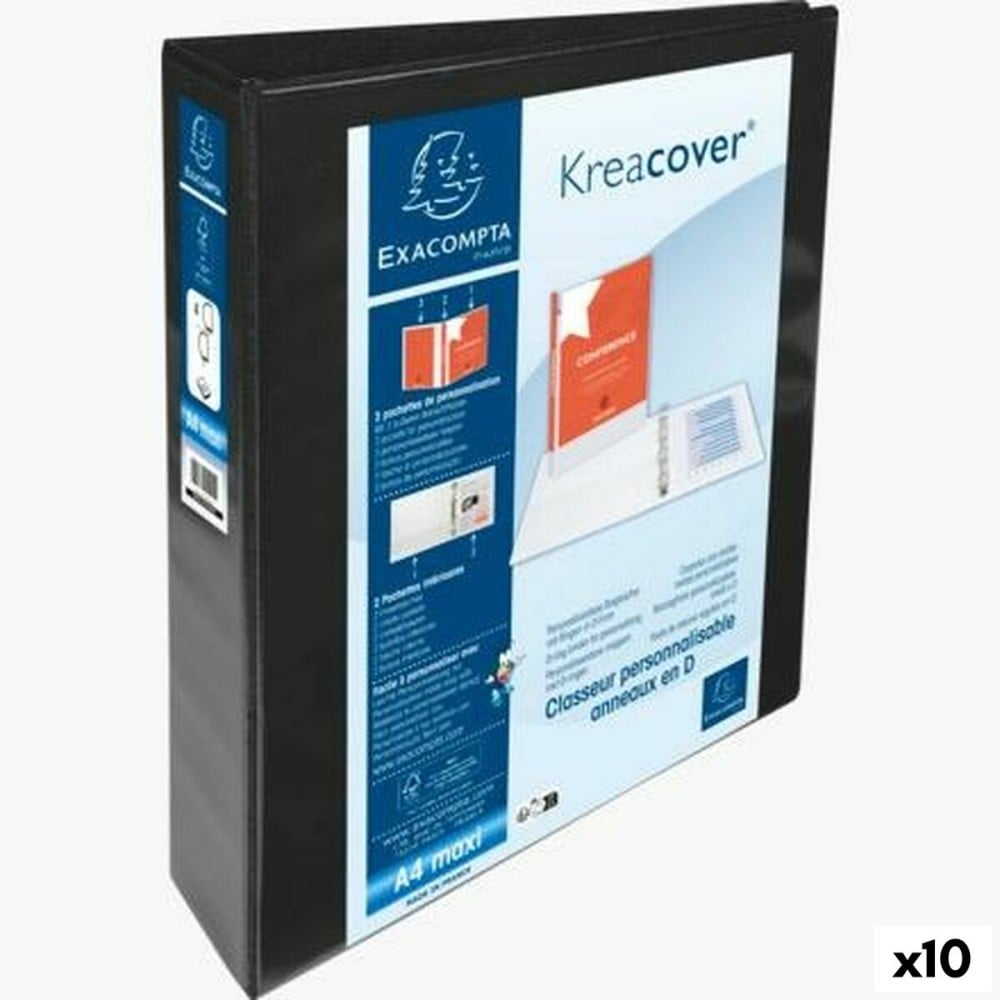 Reliure à anneaux Exacompta Kreacover Noir A4+ Personnalisable (10 Unités)