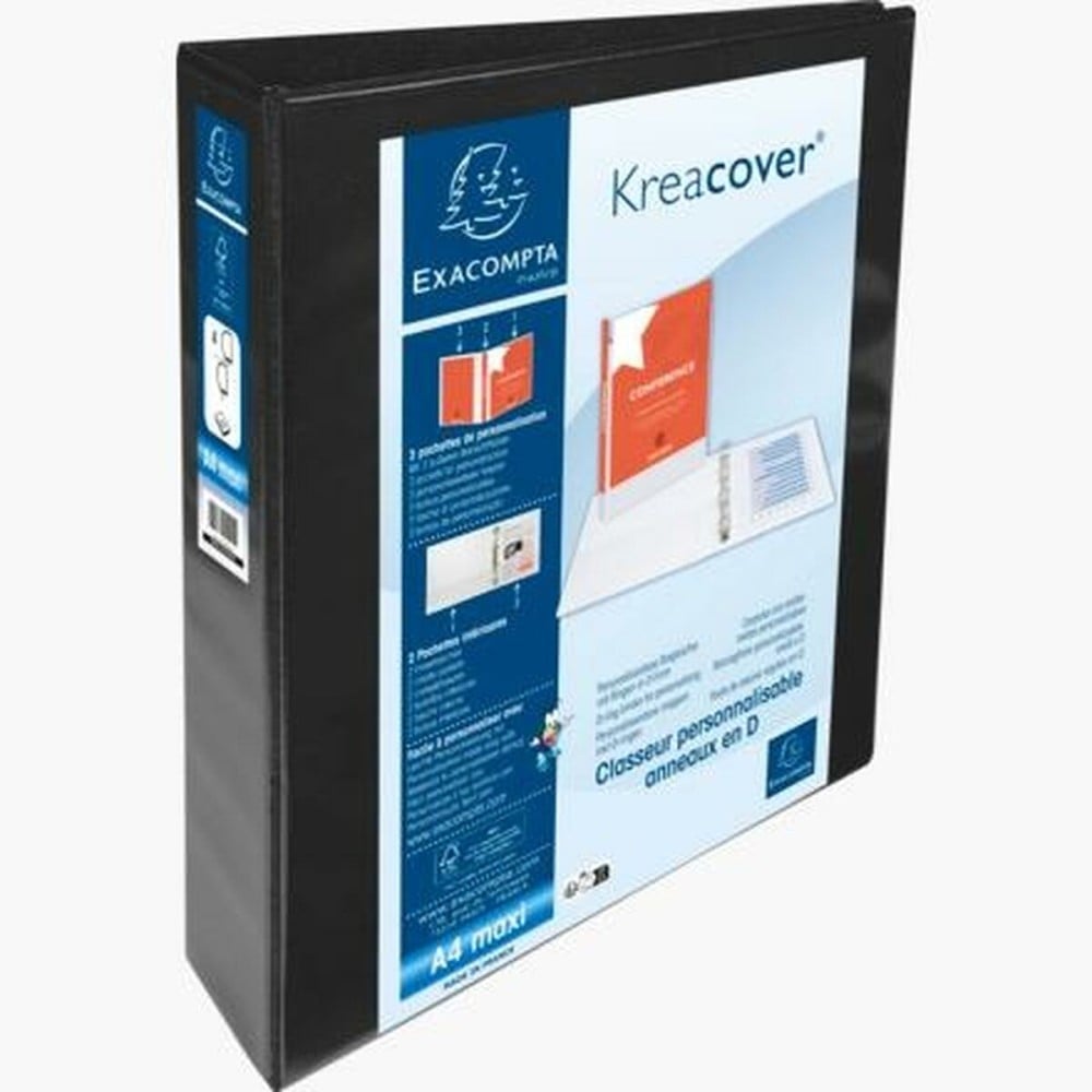 Reliure à anneaux Exacompta Kreacover Noir A4+ Personnalisable (10 Unités)