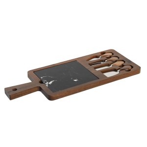 Cheese board DKD Home Decor Brown Black 49 x 19 x 2 cm