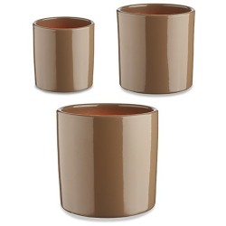 Set de pots Ibergarden CILINDRO-7006 Taupe Argile Cylindre Ø 14 cm Ø 22 cm Ø 17 cm 3 Pièces