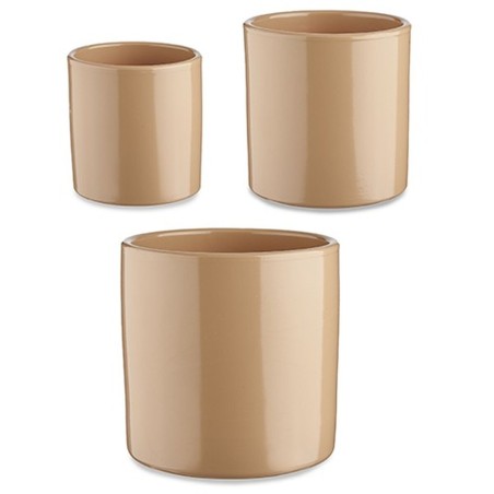 Set de pots Ibergarden CILINDRO-1019 Beige Argile Cylindre Ø 14 cm Ø 22 cm Ø 17 cm 3 Pièces