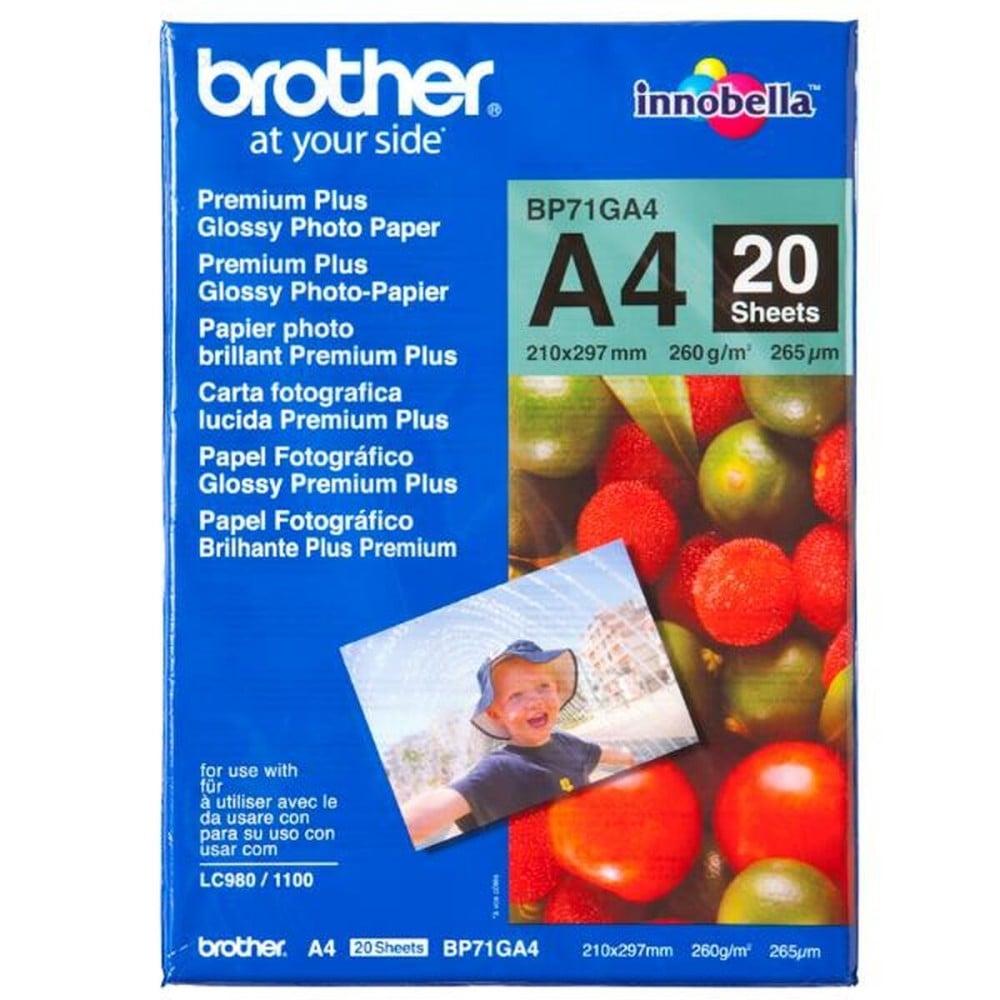 Papier Photo Glacé Brother BP71GA4 A4 20 Volets