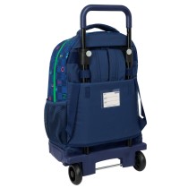 School Rucksack with Wheels Benetton Damero Navy Blue 33 x 45 x 22 cm