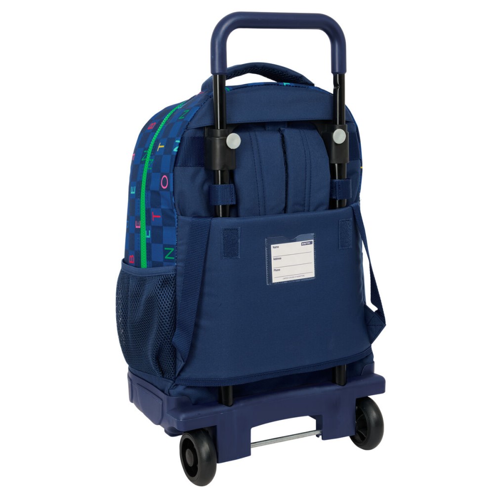 Cartable à roulettes Benetton Damero Blue marine 33 x 45 x 22 cm