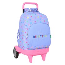 School Rucksack with Wheels Benetton Lila Lilac 33 x 45 x 22 cm