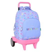 Schulrucksack mit Rädern Benetton Lila Lila 33 x 45 x 22 cm