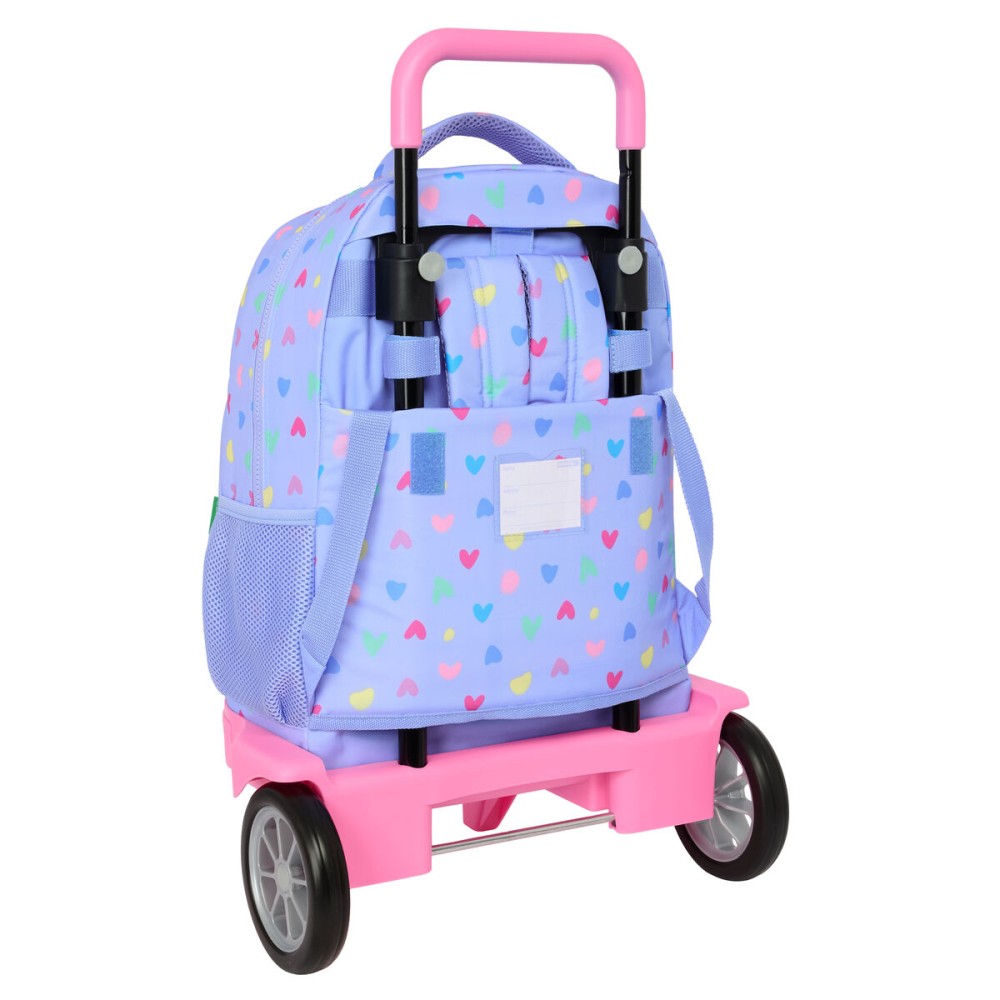 School Rucksack with Wheels Benetton Lila Lilac 33 x 45 x 22 cm