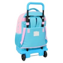 School Rucksack with Wheels Benetton Unique Pink Turquoise 33 x 45 x 22 cm